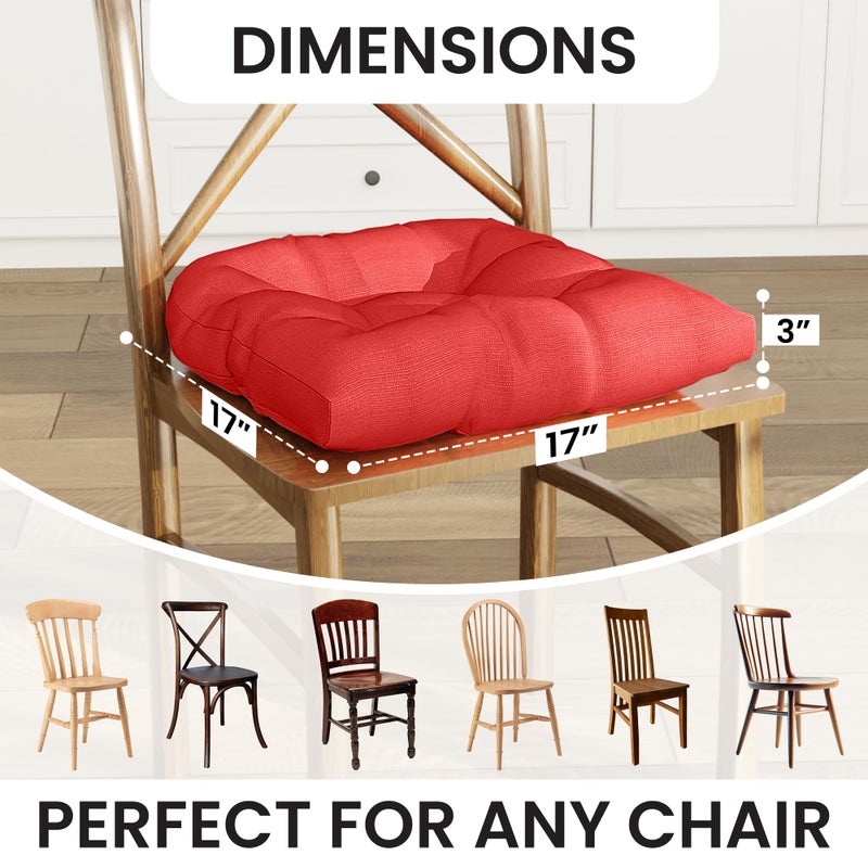 Klear Vu وسائد كراسي طعام غير قابلة للانزلاق من كليار فيو، مبطنة بشكل زائد، عالمية للاستخدام في المطبخ أو المكتب، وسادة مقعد على شكل حرف U، 17x17 بوصة، 2 قطعة (عبوة من 1)، لون مرجاني صلب - Image 3